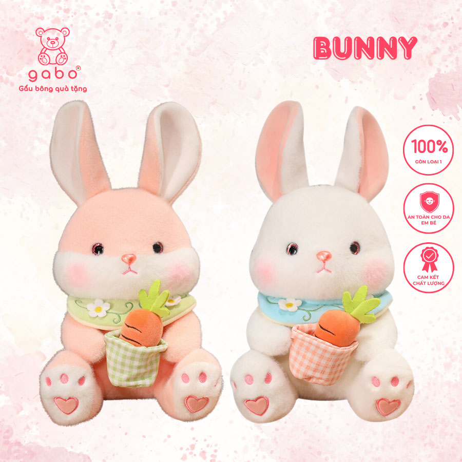 Gấu Bông Thỏ Yếm Hoa Cầm Rổ Cà Rốt 9 Gấu Bông Thỏ Yếm Hoa Cầm Rổ Cà Rốt