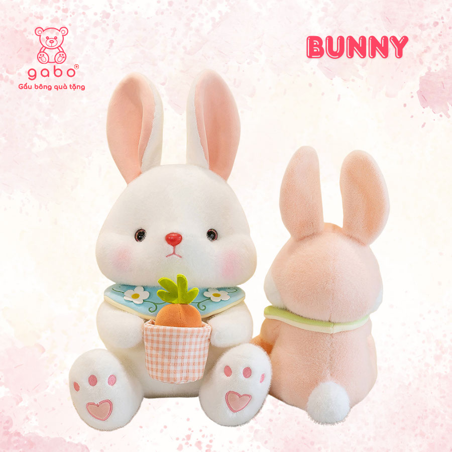 Gấu Bông Thỏ Yếm Hoa Cầm Rổ Cà Rốt Gấu Bông Thỏ Yếm Hoa Cầm Rổ Cà Rốt