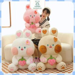 Gấu Bông Thỏ Tai Tim Ôm Quả Dâu, Thỏ Dâu Hàng Quảng Châu