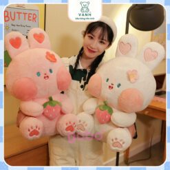 Gấu Bông Thỏ Tai Tim Ôm Quả Dâu, Thỏ Dâu Hàng Quảng Châu