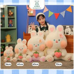 Gấu Bông Thỏ Tai Tim Ôm Quả Dâu, Thỏ Dâu Hàng Quảng Châu