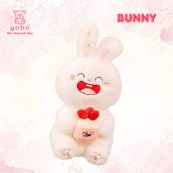 Gấu Bông Thỏ Trắng Ôm Bánh Dâu, Thỏ Mặt Cười Cầm Bánh, thỏ ôm bánh dâu