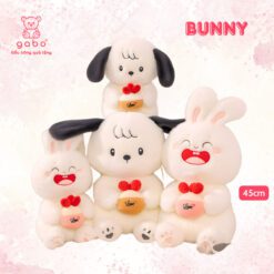 Gấu Bông Thỏ Trắng Ôm Bánh Dâu, Thỏ Mặt Cười Cầm Bánh, thỏ ôm bánh dâu