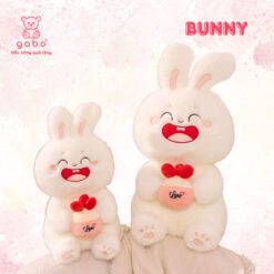 Gấu Bông Thỏ Trắng Ôm Bánh Dâu, Thỏ Mặt Cười Cầm Bánh, thỏ ôm bánh dâu