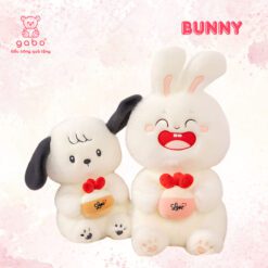Gấu Bông Thỏ Trắng Ôm Bánh Dâu, Thỏ Mặt Cười Cầm Bánh, thỏ ôm bánh dâu