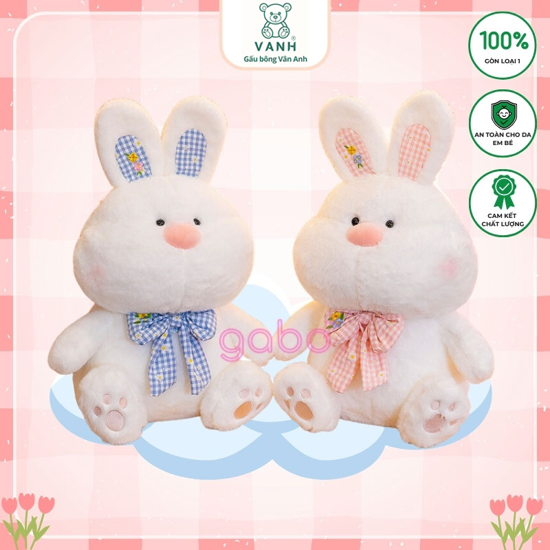 Gấu Bông Thỏ Trắng Đeo Nơ, Thỏ Bông Tiểu Thư