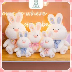 Gấu Bông Thỏ Trắng Đeo Nơ, Thỏ Bông Tiểu Thư 1 Gấu Bông Thỏ Trắng Đeo Nơ, Thỏ Bông Tiểu Thư