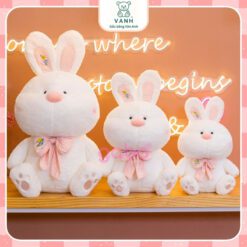 Gấu Bông Thỏ Trắng Đeo Nơ, Thỏ Bông Tiểu Thư 6 Gấu Bông Thỏ Trắng Đeo Nơ, Thỏ Bông Tiểu Thư
