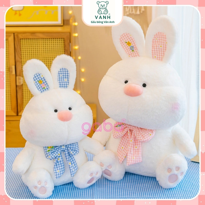 Xưởng sản xuất kinh doanh thú bông quà tặng Quảng Châu cao cấp Gấu Bông Thỏ Trắng Đeo Nơ, Thỏ Bông Tiểu Thư