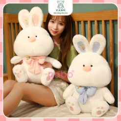 Gấu Bông Thỏ Trắng Đeo Nơ, Thỏ Bông Tiểu Thư 3 Gấu Bông Thỏ Trắng Đeo Nơ, Thỏ Bông Tiểu Thư