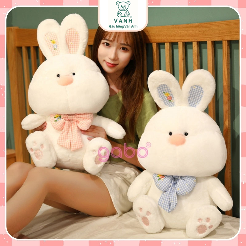 Xưởng sản xuất kinh doanh thú bông quà tặng Quảng Châu cao cấp Gấu Bông Thỏ Trắng Đeo Nơ, Thỏ Bông Tiểu Thư