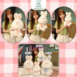 Gấu Bông Thỏ Trắng Đeo Nơ, Thỏ Bông Tiểu Thư 2 Gấu Bông Thỏ Trắng Đeo Nơ, Thỏ Bông Tiểu Thư