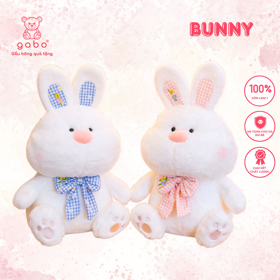 Gấu Bông Thỏ Trắng Đeo Nơ, Thỏ Bông Tiểu Thư