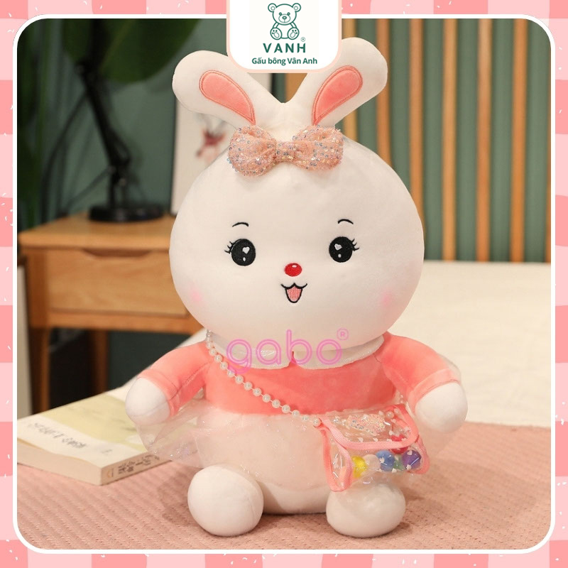 Xưởng sản xuất kinh doanh thú bông quà tặng Quảng Châu cao cấp gấu bông thỏ trắng đeo túi sắc màu