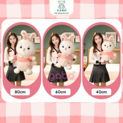 Gấu Bông Thỏ Trắng Đeo Túi Sắc Màu 5 Gấu Bông Thỏ Trắng Đeo Túi Sắc Màu