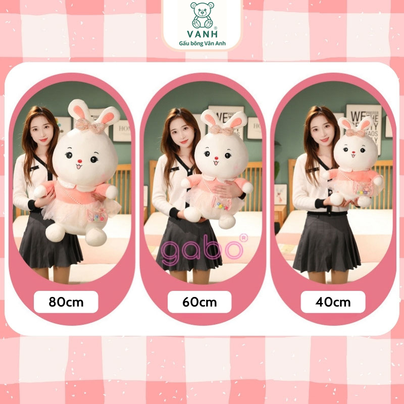 Gấu Bông Thỏ Trắng Đeo Túi Sắc Màu 10 Gấu Bông Thỏ Trắng Đeo Túi Sắc Màu