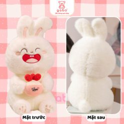 Gấu Bông Thỏ Trắng Ôm Bánh Dâu, Thỏ Mặt Cười Cầm Bánh 6 Gấu Bông Thỏ Trắng Ôm Bánh Dâu, Thỏ Mặt Cười Cầm Bánh