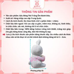 Gấu Bông Thỏ Trắng Ôm Bánh Dâu, Thỏ Mặt Cười Cầm Bánh 7 Gấu Bông Thỏ Trắng Ôm Bánh Dâu, Thỏ Mặt Cười Cầm Bánh
