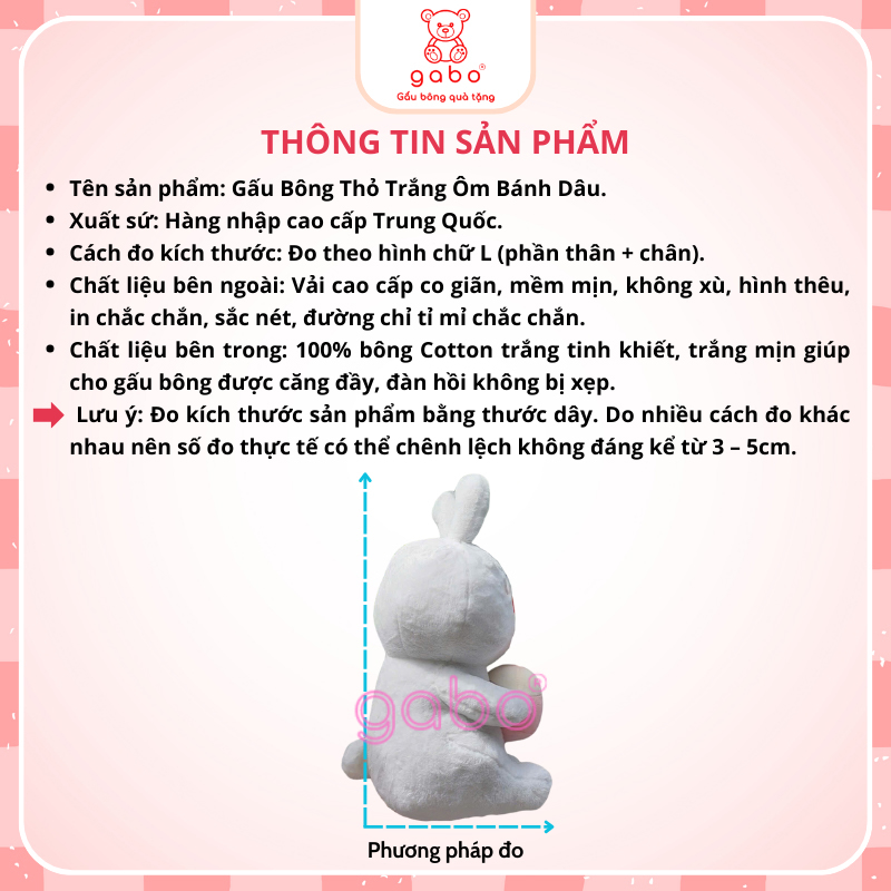 Xưởng sản xuất kinh doanh thú bông quà tặng Quảng Châu cao cấp Gấu Bông Thỏ Trắng Ôm Bánh Dâu, Thỏ Mặt Cười Cầm Bánh
