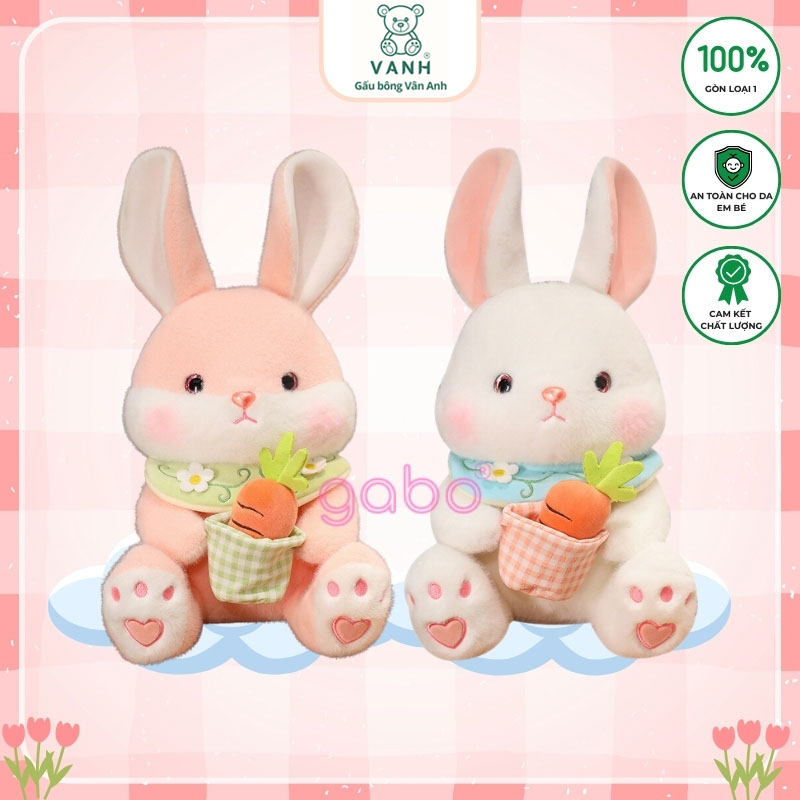 Gấu Bông Thỏ Yếm Hoa Cầm Rổ Cà Rốt 9 tho yem hoa cam ro ca rot 1