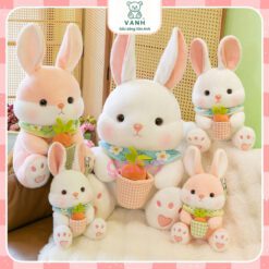 Gấu Bông Thỏ Yếm Hoa Cầm Rổ Cà Rốt 1 Gấu Bông Gấu Trúc Mũ Rồng, Panda Cosplay Rồng