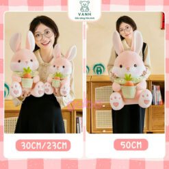 Gấu Bông Thỏ Yếm Hoa Cầm Rổ Cà Rốt 2 Gấu Bông Gấu Trúc Mũ Rồng, Panda Cosplay Rồng