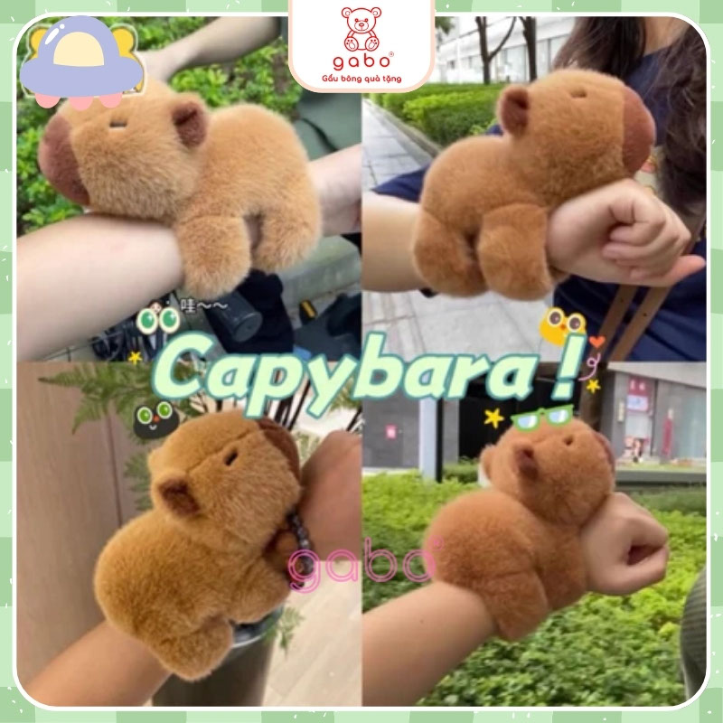 Gấu Bông Vòng Tay Capybara - Chuột Lang Nước Ôm Vợt, Gấu Bông Chuột Lang Nước Đeo Balo Rùa – Lông Siêu Mượt, Siêu Đáng Yêu