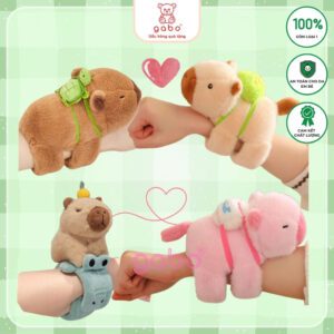 Gấu Bông Vòng Tay Capybara - Chuột Lang Nước Ôm Vợt, chuột lang đeo balo rùa