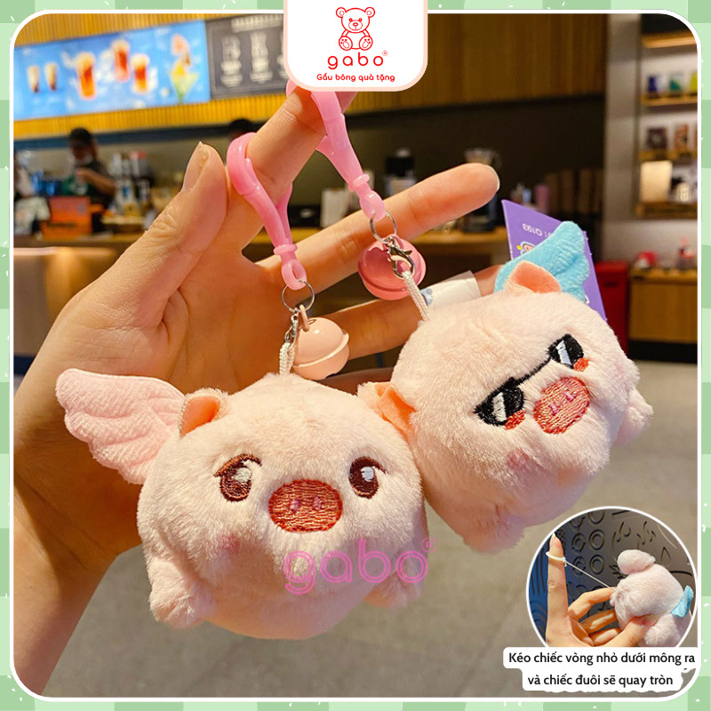 Xưởng sản xuất kinh doanh thú bông quà tặng Quảng Châu cao cấp Móc Khoá Heo Thiên Thần Quẫy Đuôi - Lợn Bóp Bụng