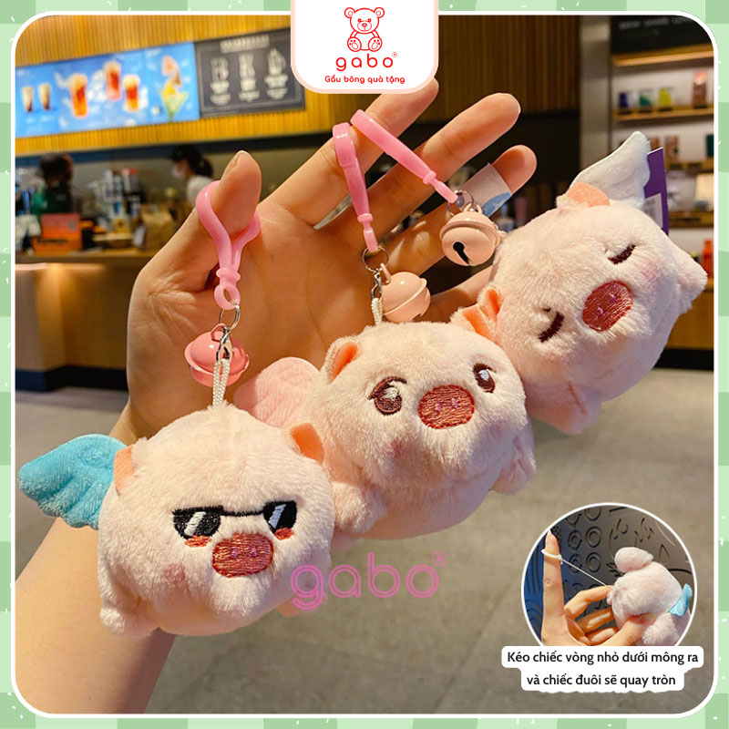 Xưởng sản xuất kinh doanh thú bông quà tặng Quảng Châu cao cấp Móc Khoá Heo Thiên Thần Quẫy Đuôi - Lợn Bóp Bụng