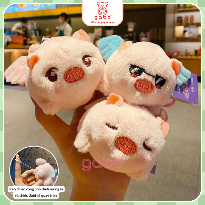 Xưởng sản xuất kinh doanh thú bông quà tặng Quảng Châu cao cấp Móc Khoá Heo Thiên Thần Quẫy Đuôi - Lợn Bóp Bụng