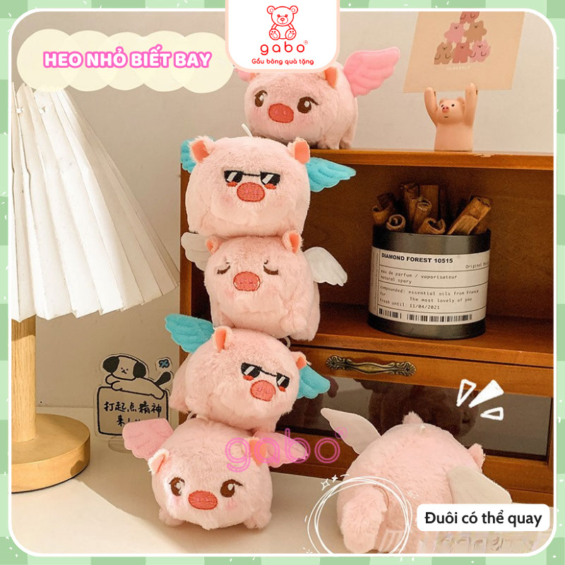 Xưởng sản xuất kinh doanh thú bông quà tặng Quảng Châu cao cấp Móc Khoá Heo Thiên Thần Quẫy Đuôi - Lợn Bóp Bụng