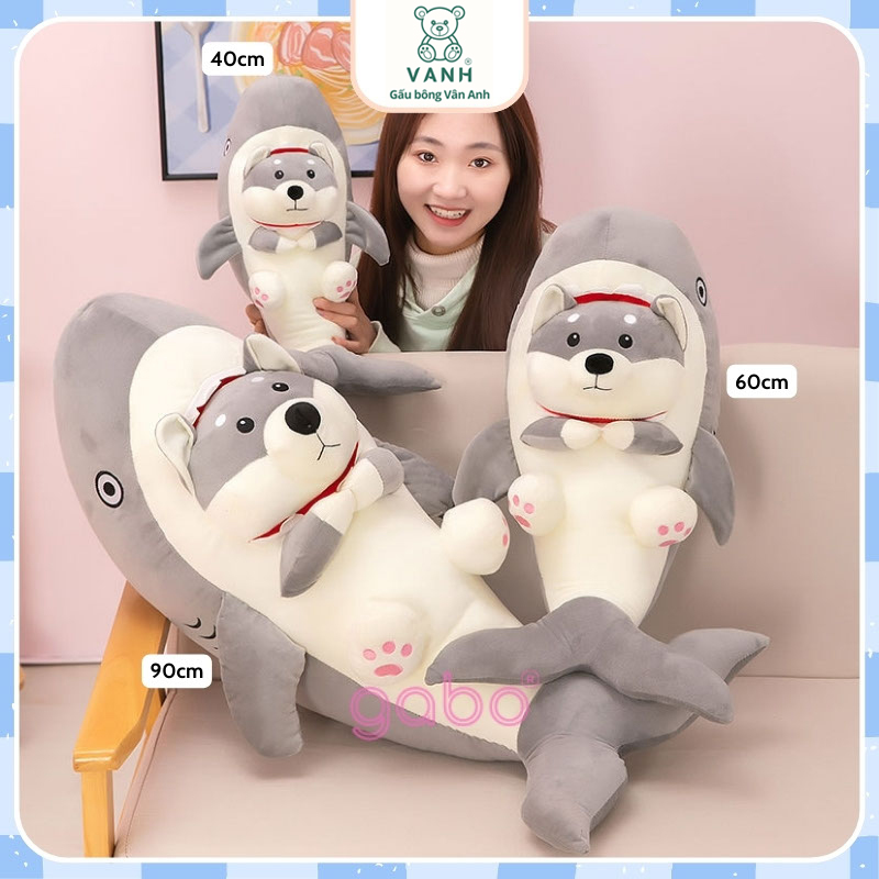 Xưởng sản xuất kinh doanh thú bông quà tặng Quảng Châu cao cấp Gấu Nhồi Bông Cá Mập Mặt Chó Husky, Cá Mập Mặt Gấu