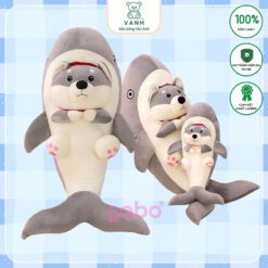 Gấu Nhồi Bông Cá Mập Mặt Chó Husky, Cá Mập Mặt Gấu
