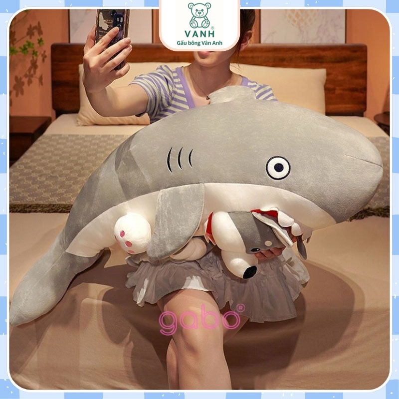 Xưởng sản xuất kinh doanh thú bông quà tặng Quảng Châu cao cấp Gấu Nhồi Bông Cá Mập Mặt Chó Husky, Cá Mập Mặt Gấu