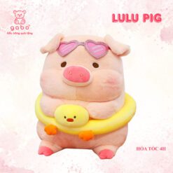 Gấu Bông Heo Lulu Đeo Phao Bơi Vịt, Gấu Bông Heo Đi Biển Ôm Phao Vịt Đeo Kính