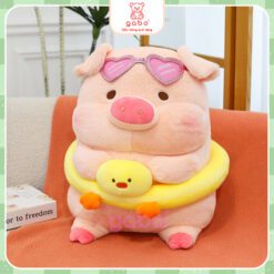 Gấu Bông Heo Lulu Đeo Phao Bơi Vịt, Gấu Bông Heo Đi Biển Ôm Phao Vịt Đeo Kính 1 Gấu Bông Heo Lulu Đeo Phao Bơi Vịt, Gấu Bông Heo Đi Biển Ôm Phao Vịt Đeo Kính
