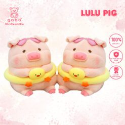 Gấu Bông Heo Lulu Đeo Phao Bơi Vịt, Gấu Bông Heo Đi Biển Ôm Phao Vịt Đeo Kính