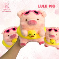 Gấu Bông Heo Lulu Đeo Phao Bơi Vịt, Gấu Bông Heo Đi Biển Ôm Phao Vịt Đeo Kính
