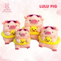 Gấu Bông Heo Lulu Đeo Phao Bơi Vịt, Gấu Bông Heo Đi Biển Ôm Phao Vịt Đeo Kính