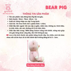 Gấu Bông Heo Pig Đội Mũ Gấu, Heo Mặc Đồ Gấu Lông