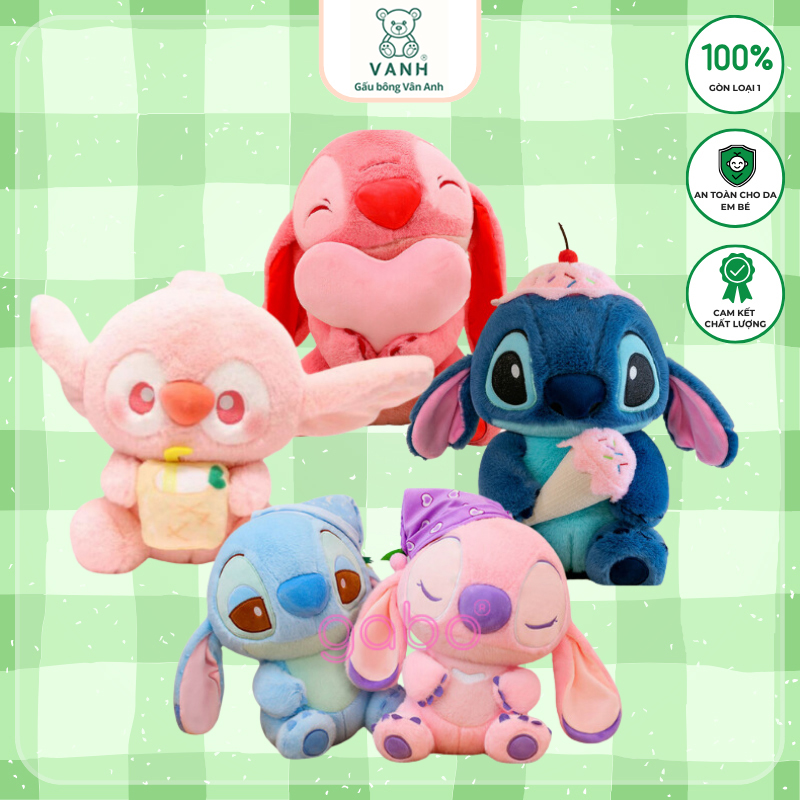 Gấu Bông Stich Ôm Kem, Stick Hồng Ôm Tim