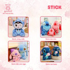 Gấu Bông Stich Ôm Kem, Stick Hồng Ôm Tim