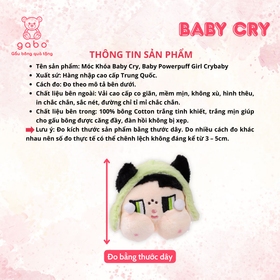 Gấu bông móc khóa babycry, Baby Powerpuff Girl Crybaby là Móc Khoá Babycry - Móc Balo Crybaby Búp Bê