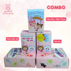 Combo 3 Blind Box Bé Ba Nhà Làm - Giao ngẫu nhiên, Mèo Thần Tài, V3 mini, Gương Thần, Dây Đeo, Hải Sản GABO TEDDY BEAR