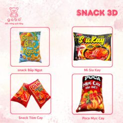 Gấu Bông Gối Ôm 3D Bim Bim In Hình Gói Bánh Snack Oishi, Lay's, Mì Gói Hảo Hảo, Bia Tiger Cho Bé Yêu