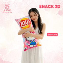 Gấu Bông Gối Ôm 3D Bim Bim In Hình Gói Bánh Snack Oishi, Lay's, Mì Gói Hảo Hảo, Bia Tiger Cho Bé Yêu