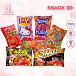 Gấu Bông Gối Ôm 3D Bim Bim In Hình Gói Bánh Snack Oishi, Lay's, Mì Gói Hảo Hảo, Bia Tiger Cho Bé Yêu
