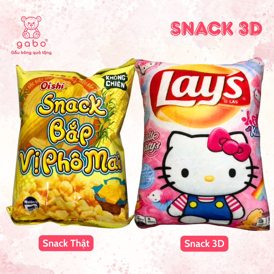 Gấu Bông Gối Ôm 3D Bim Bim In Hình Gói Bánh Snack Oishi, Lay's, Mì Gói Hảo Hảo, Bia Tiger Cho Bé Yêu