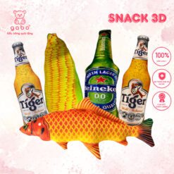 Gấu Bông Gối Ôm 3D Bim Bim In Hình Gói Bánh Snack Oishi, Lay's, Mì Gói Hảo Hảo, Bia Tiger Cho Bé Yêu